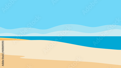 Expansive wide empty beach with fine white sand tranquil coastline