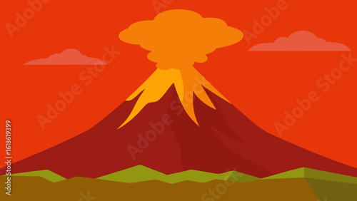 Dramatic view of a distant volcanic eruption powerful natural event