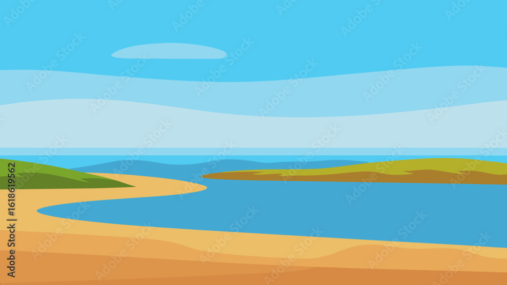 Obraz premium Serene wide empty expanse of a coastal salt marsh tranquil wetland