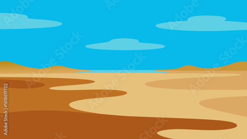 Vast wide empty expanse of a tidal mudflat natural coastal landscape