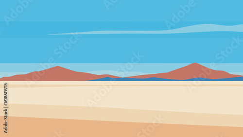 Iconic wide empty expanse of the Bonneville Salt Flats vast vista