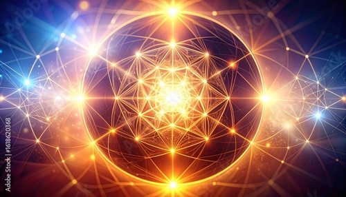 Abstract Sacred Geometry Network Globe Glowing Energy
