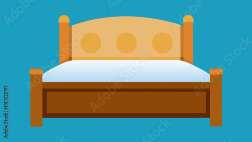 Minimalist empty bed with a simple wooden headboard clean bedroom design