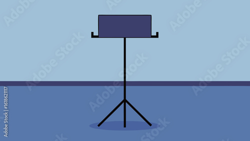 Simple empty music stand in a clean rehearsal room ready for practice
