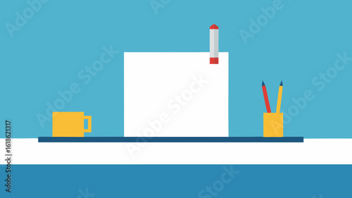 Clean Minimalist Desk with Pencil and Notebook Office
