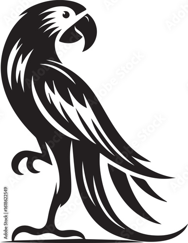 Bird Parrot Logo Vector Black Silhouette Illustration