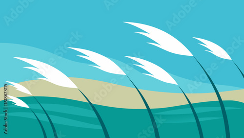 Tall Grass Field Swaying in the Wind Nature Scene