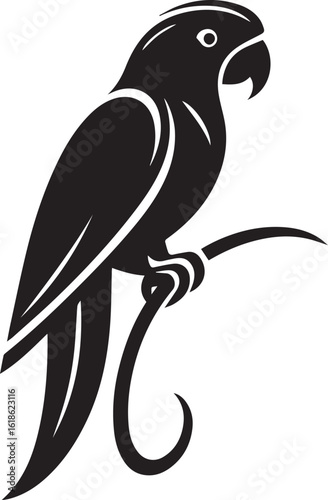 Bird Parrot Logo Vector Black Silhouette Illustration
