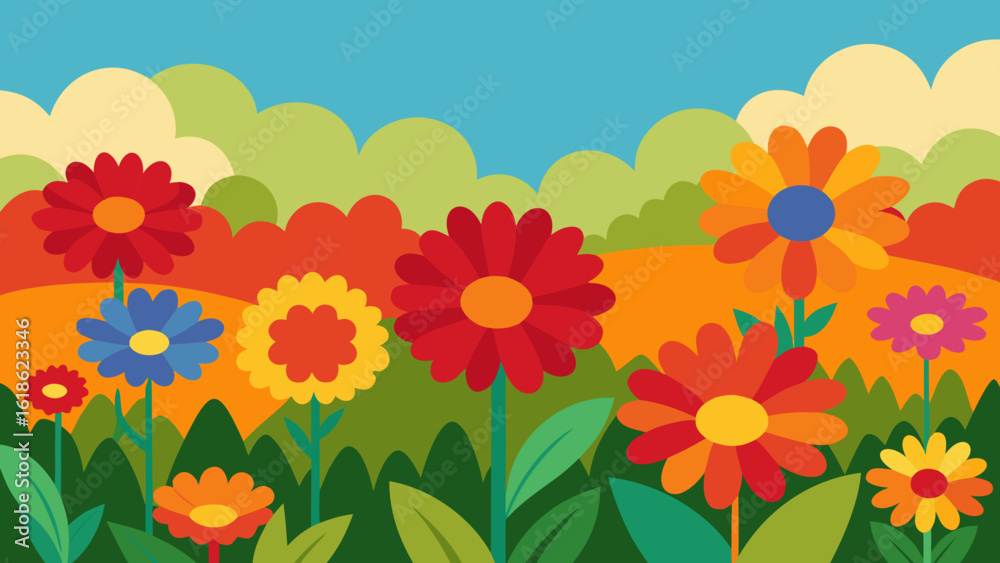 Fototapeta premium Wildflowers Field Creating Vibrant Mosaic of Nature Colors