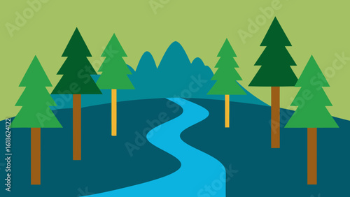 Forest with a River and a Small Rapid Section of Water