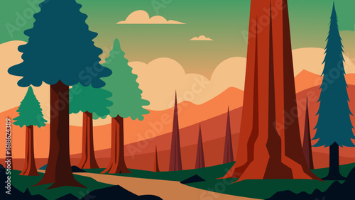 Majestic Landscape of Giant Ancient Sequoia Trees