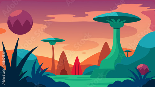 Unique Landscape of Giant Exotic and Alien Looking Plants