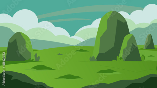 Ancient Landscape of Giant Moss Covered Boulders