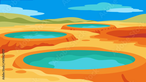 Vibrant Landscape of Naturally Formed Colorful Mineral Deposits