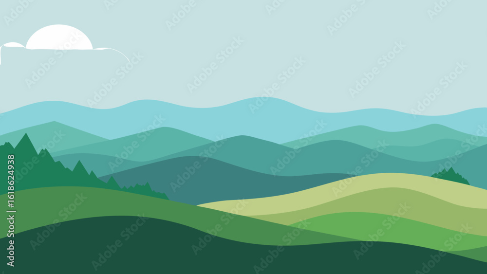 Fototapeta premium Ethereal Landscape of Rolling Fog Covering the Hills