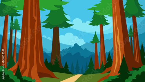 Ancient Landscape of Towering Moss Covered Redwood Trees