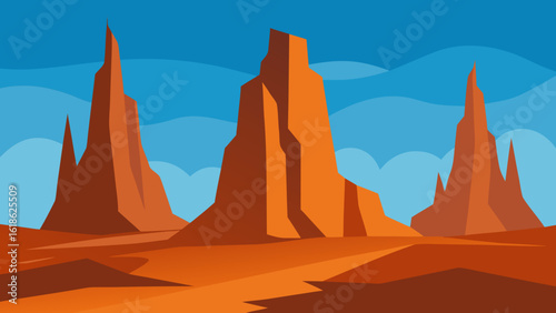 Dramatic Landscape of Towering Eroded Rock Fins and Formations