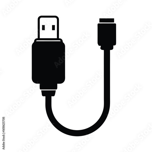 USB to Micro USB Cable Connector Silhouette Style