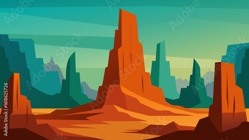 Dramatic Landscape of Towering Stratified Rock Formations and Layers