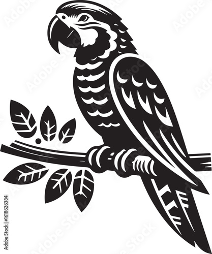 Bird Parrot Logo Vector Black Silhouette Illustration