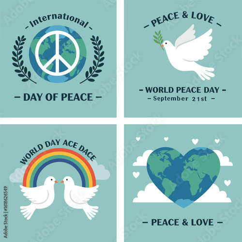 Symbol and elements for celebrate day of peace