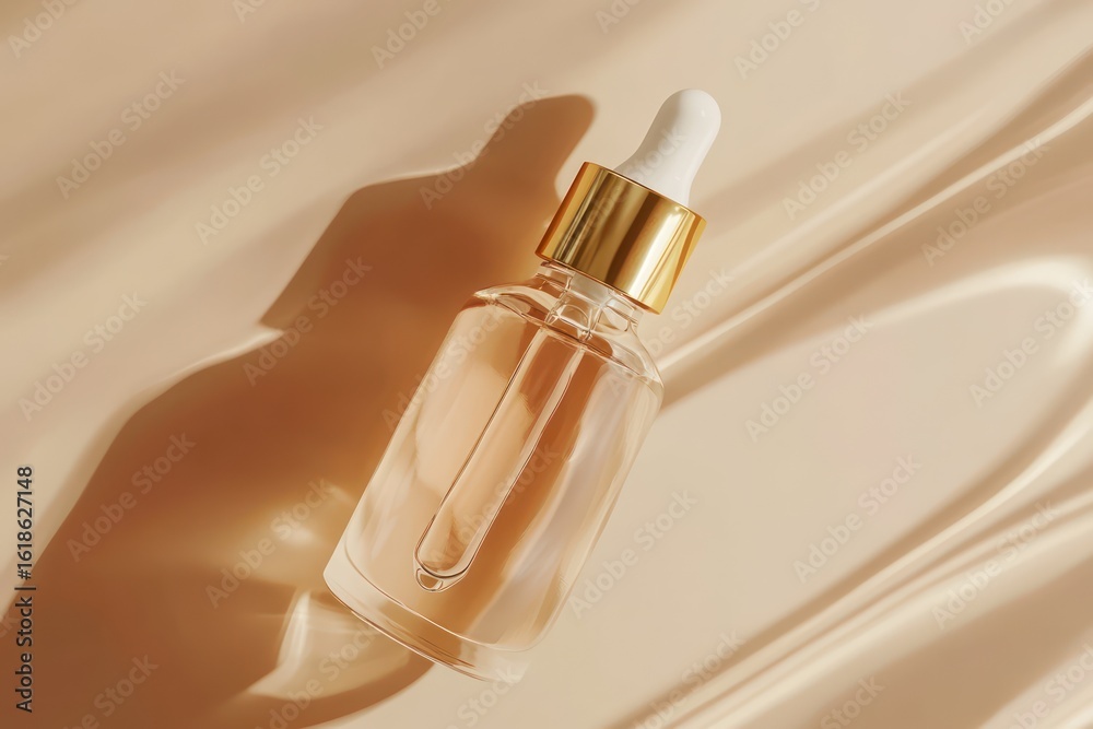 Naklejka premium Luxury serum dropper bottle floats in skincare ad