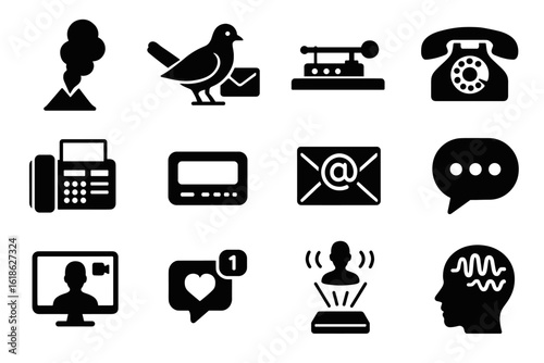 Evolution of communication icons: from pigeon to modern digital methods
