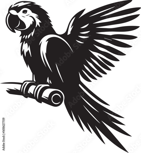 Bird Parrot Logo Vector Black Silhouette Illustration
