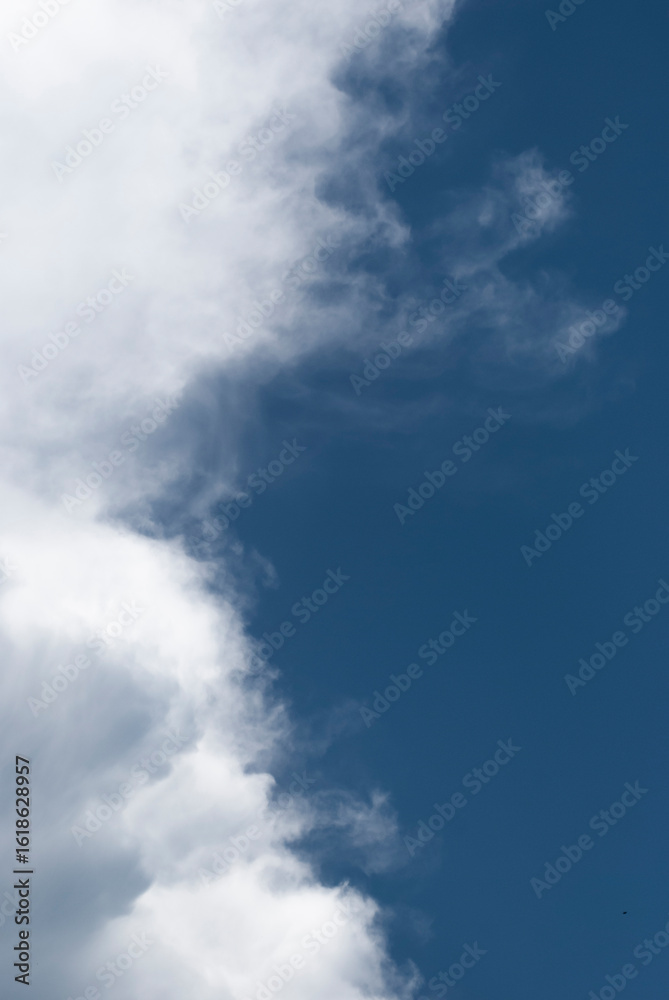 Obraz premium Soft clouds float across a vast, overcast sky. 