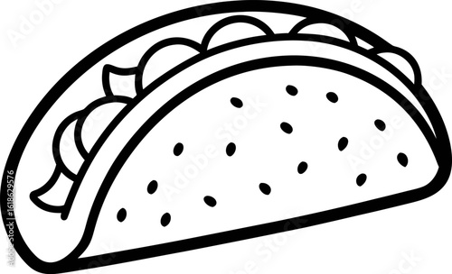 Taco with Fillings Icon Line Art Vector Illustration