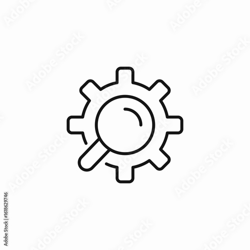 magnifying glass gear icon sign vector