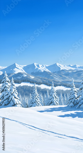 Snowy Mountain Peak Winter Wonderland Landscape Scenery