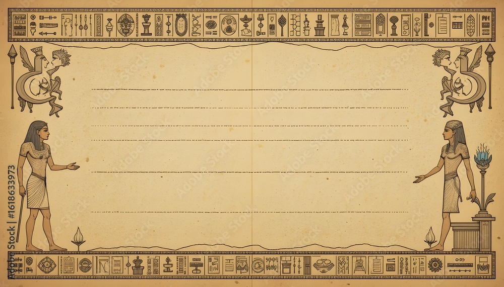 Fototapeta premium Guardians of the Ankh: An Egyptian Scroll.