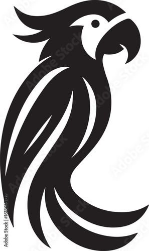Bird Parrot Logo Vector Black Silhouette Illustration
