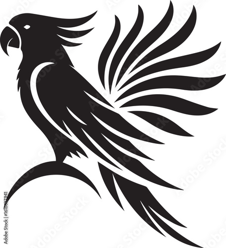 Bird Parrot Logo Vector Black Silhouette Illustration