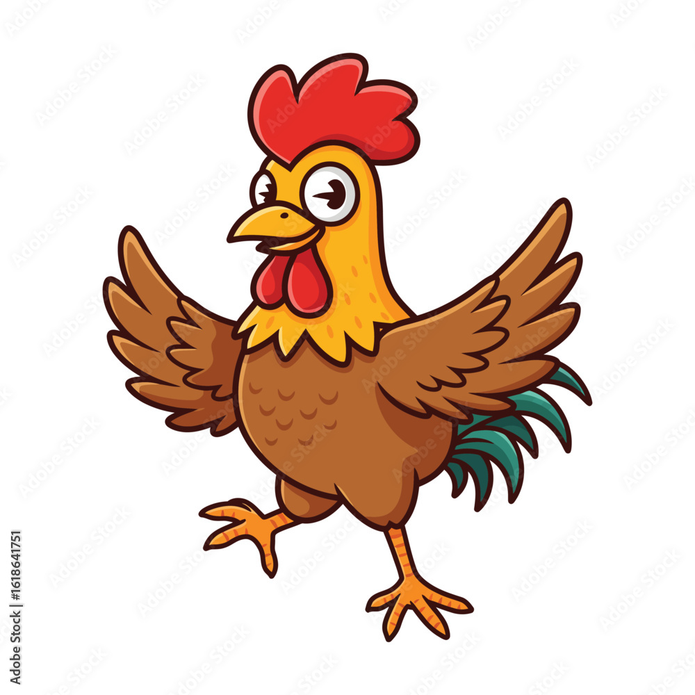Fototapeta premium A cute cartoon hen cheerful vector on white background 