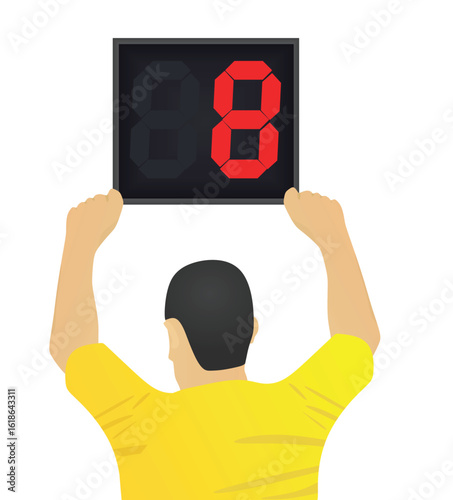 Referee hold panel with stoppage time. vector	
