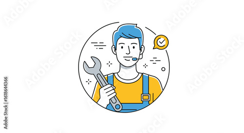 Skilled mechanic holding a wrench ready for auto repair and maintenance tasks