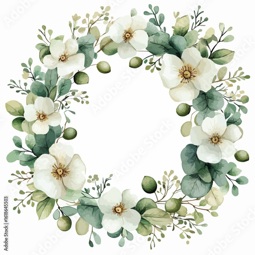 watercolor flower and leaves for decoration generative AI