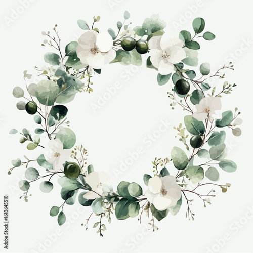 watercolor flower and leaves for decoration generative AI