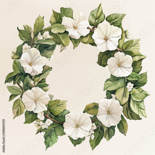 watercolor flower and leaves for decoration generative AI