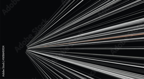 Abstract futuristic light streaks accelerating through a dark void suggesting speed and movement