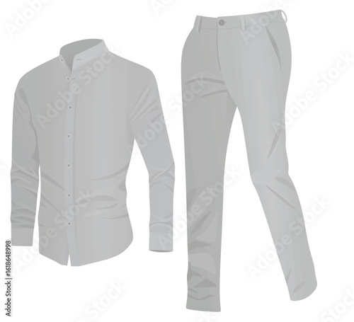 Grey long sleeve shirt and pants. vector illustration	
