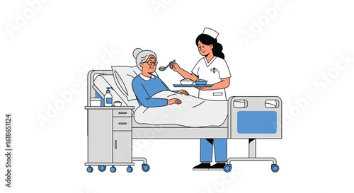 A compassionate nurse tenderly cares for an elderly patient in a hospital bed providing comfort and medical attention with professionalism and empathy