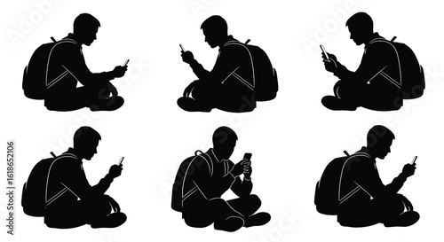 Young person sitting outdoors using a smartphone device for entertainment and communication