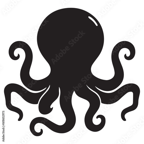Silhouette Style Vector Minimal Octopus Logo Design – Creative and Modern Graphic Template for Marine Brands, Tech Startups, Seafood Businesses, Ocean Conservation, and Professional Branding in EPS Fo