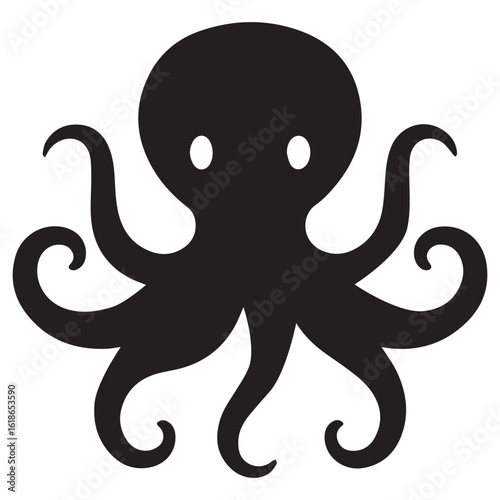 Silhouette Style Vector Minimal Octopus Logo Design – Creative and Modern Graphic Template for Marine Brands, Tech Startups, Seafood Businesses, Ocean Conservation, and Professional Branding in EPS Fo