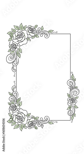 Elegant floral corner frame design with delicate greenery and artistic botanical accents for invitations and decorations