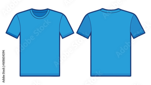 Blue t-shirt mockup template displayed on a plain background, showcasing the front design area for customization..eps