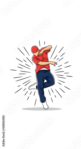 Energetic young dancer performs a dynamic hip hop move with enthusiasm and skill